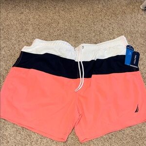 Nautica Pink and Navy Swim Trunks